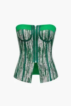 Zip Front Strapless Corset Top
