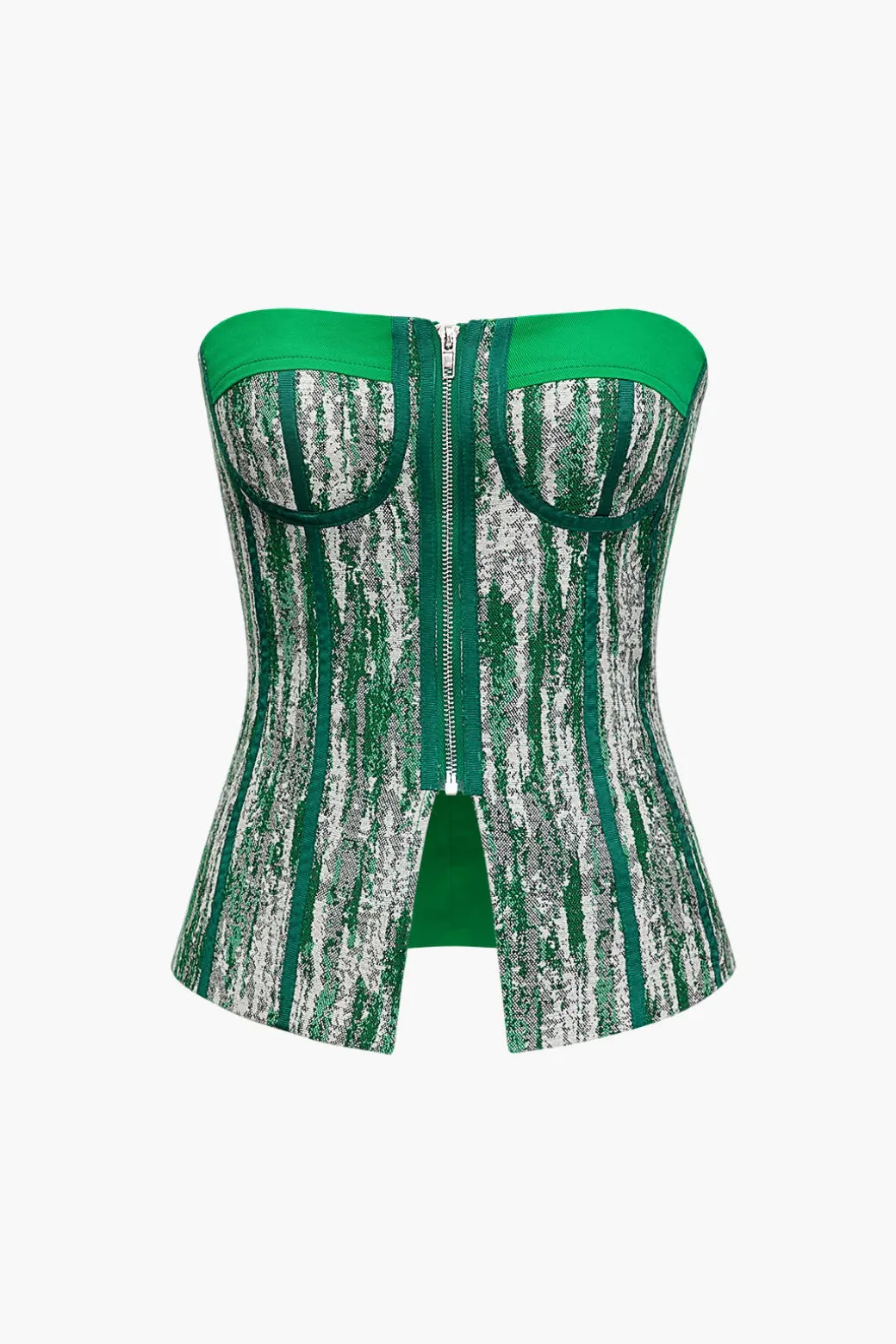 Zip Front Strapless Corset Top