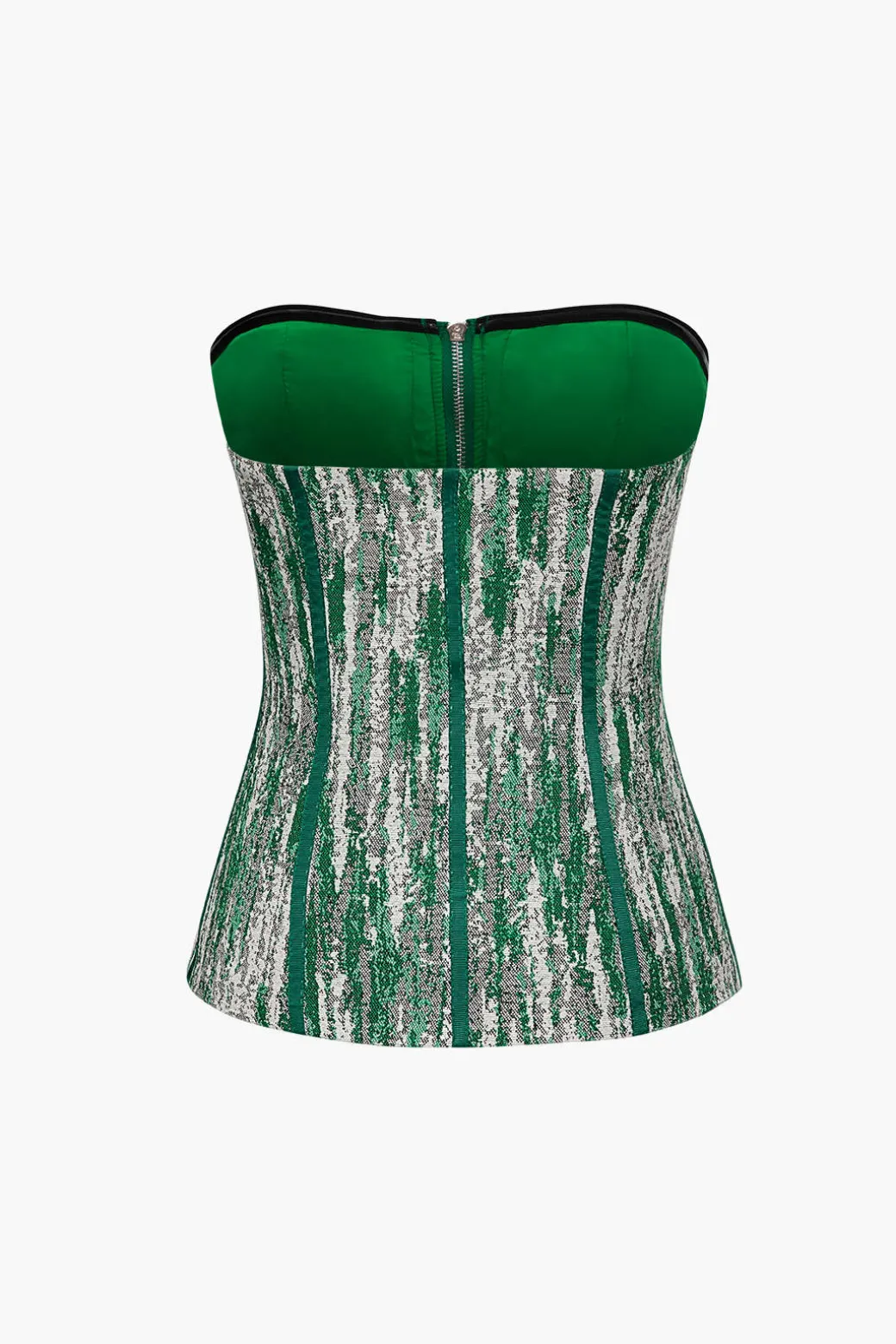 Zip Front Strapless Corset Top