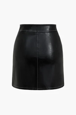 Zip-Front Faux Leather Mini Skirt
