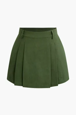 Zipper Back Pleated Mini Skort
