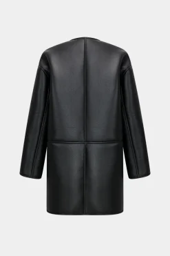 Zipper Double-Sided Long Sleeve Round Neck Coat