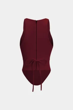 Zipper Tie-Up Corset Waist Tank Top