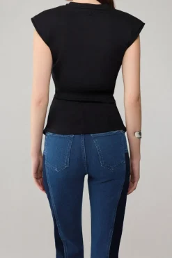 Zippered Short Sleeve Tank Top