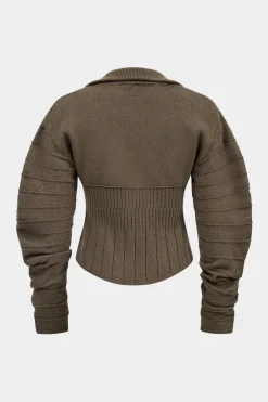 Zippered Sweater Long-Sleeve Top