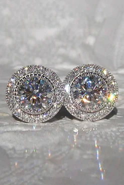 Zircon Shiny Round Diamond Earrings