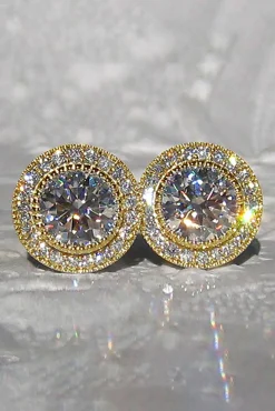 Zircon Shiny Round Diamond Earrings