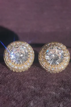 Zircon Shiny Round Diamond Earrings